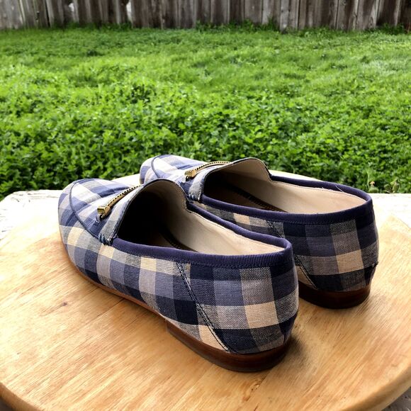 SAM EDELMAN Loraine Loafer Womens Sz 9 Blue Checkered Slip On Plaid Shoes Flat - Picture 6 of 15